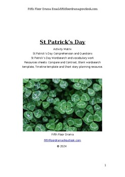 Preview of St Patrick’s Day Activity Matrix and Other Classroom printables
