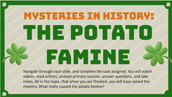 Preview of St. Patrick's Day Activity - Mysteries in History: The Potato Famine