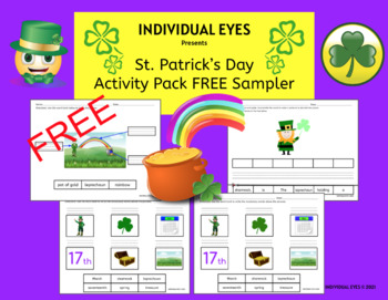 Preview of St. Patrick's Day Activity Pack Word Work March FREE Sampler NO PREP