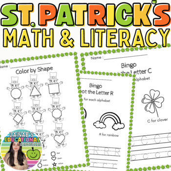 Preview of St. Patrick's Pattys Day Activity Packet Math & Literacy Printables Worksheets