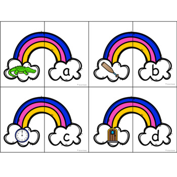 Rainbow Beginning Sound Puzzles (Matching Activity) by The Confetti Teacher