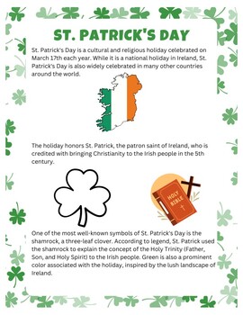 Preview of St. Patrick's Day Activity Workbook