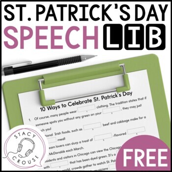 Preview of St. Patrick's Day Speech Therapy Activity Speech Libs Worksheet Digital PDF FREE