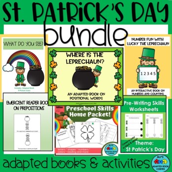 Preview of St. Patrick's Day Adapted Book Bundle and Activities! Special Ed. Autism.