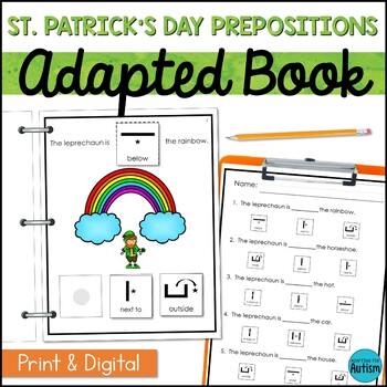 Preview of St. Patrick's Day Prepositions Adaptive Book for Special Education