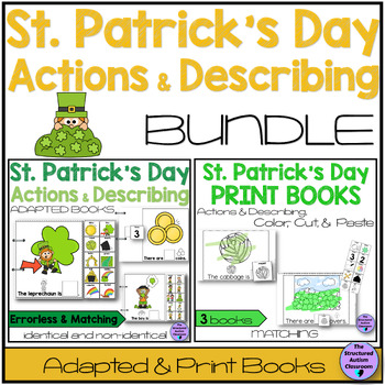 Preview of St. Patrick's Day Adapted Books Describing and Actions Print Bundle SPED Speech