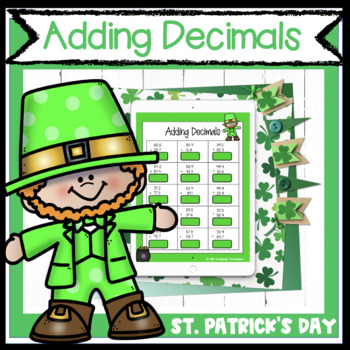 Preview of St Patrick's Day Adding Decimals Activity Digital and Print  