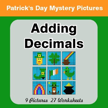 St Patrick's Day: Adding Decimals - Color-By-Number Math Mystery Pictures