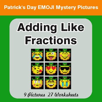 St. Patrick's Day: Adding Like Fractions - Color-By-Number Math Mystery Pictures