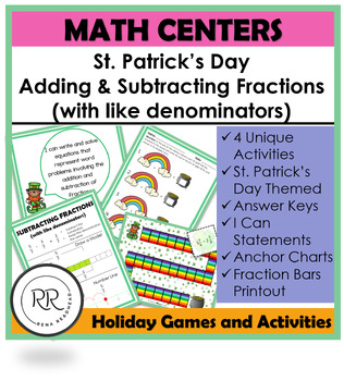 Preview of St. Patrick's Day Adding and Subtracting Fractions Math Center Activities