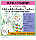 St. Patrick's Day Adding and Subtracting Fractions Math Ce