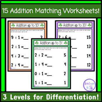 St. Patrick's Day Addition Activities Worksheets Elementary Special ...