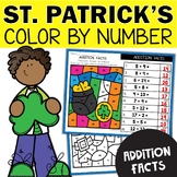 St. Patrick's Day Addition Facts Color by Number Worksheet