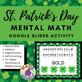 Preview of St. Patrick's Day Addition Mental Math Google Slides Activity