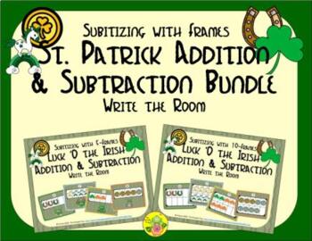 Preview of St. Patrick's Day Addition & Subtraction Bundle with 5 & 10-Frames {Subitizing}