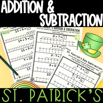 Preview of St. Patrick's Day Addition Subtraction on a Number Line Bundle 1st Grade