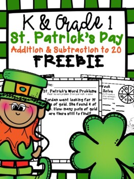 Preview of St. Patrick's Day Addition & Subtraction to 20 FREEBIE (Kinder & First Grade)