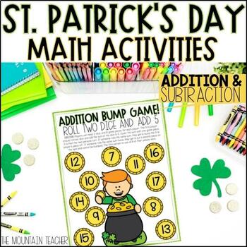 Preview of St. Patrick's Day Addition & Subtraction Activities - 4 March Math Games