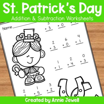 Preview of St. Patrick's Day Addition and Subtraction Worksheets Numbers 1 - 10