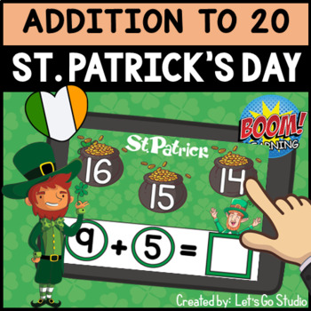 Preview of St. Patrick's Day Addition fact to 20 | St Patricks Day Math | ฺBoom Addition