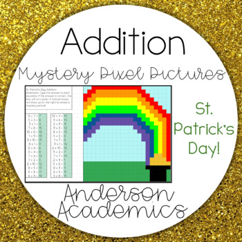 Preview of St. Patrick's Day Addition within 20 Math Pixel Puzzle