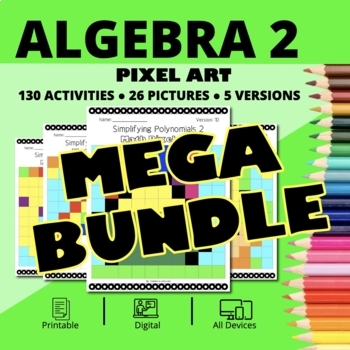 Preview of St. Patrick's Day Algebra 2 BUNDLE: Math Pixel Art Activities