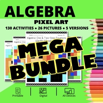 Preview of St. Patrick's Day Algebra BUNDLE: Math Pixel Art Activities
