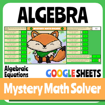 Preview of St. Patrick's Day - Algebra Equations - Digital Math Activity - Pixel Art