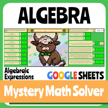 Preview of St. Patrick's Day - Algebra Expressions - Digital Math Activity - Pixel Art