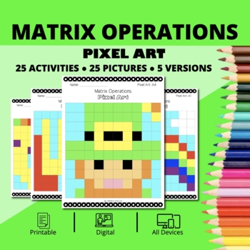 Preview of St. Patrick's Day: Matrix Operations Pixel Art Activity