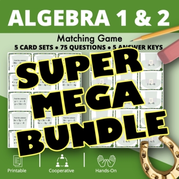 Preview of St. Patrick's Day | Algebra SUPER MEGA BUNDLE: Matching Games