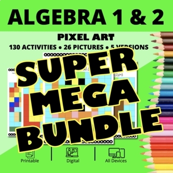 Preview of St. Patrick's Day Algebra SUPER MEGA BUNDLE: Math Pixel Art Activities