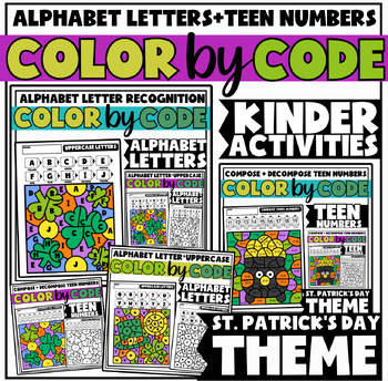 Preview of St. Patrick’s Day Alphabet Letters + Teen Numbers Coloring Activities