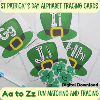 Preview of St Patrick's Day Alphabet Tracing Cards for Preschool and Homeschool Activities