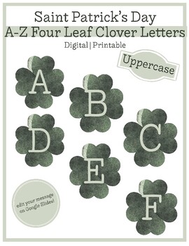 Preview of St. Patrick's Day Alphabet Uppercase Letters| Digital & Printable | Game