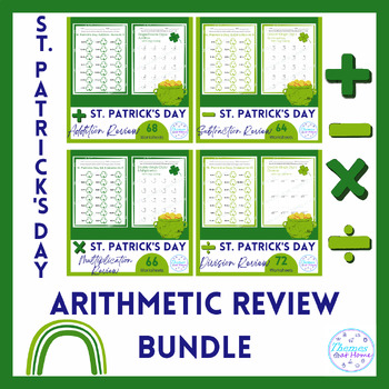 Preview of St. Patrick's Day Arithmetic Review Worksheets Bundle