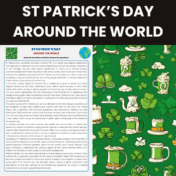 Preview of St Patricks Day Around The World Reading Comprehension Worksheet