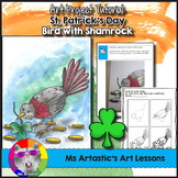 St. Patrick's Day Art Lesson, Bird with Shamrock Art Proje
