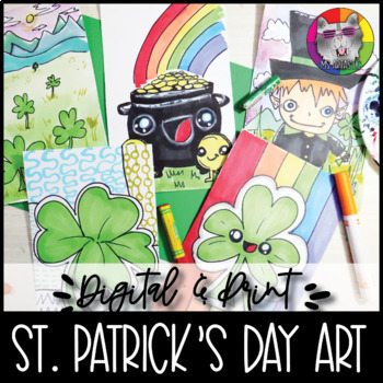 Preview of St. Patrick's Day Art Lessons Booklet, DIGITAL & PRINT Art Projects