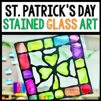 Preview of St. Patrick's Day Art - Stained Glass Directed Drawing - Reading Comprehension