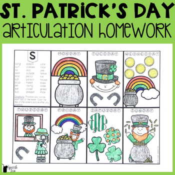 Preview of St. Patrick's Day Articulation Homework