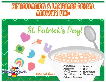 Preview of St. Patrick's Day Articulation & Language Cereal Activity