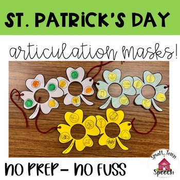 Preview of St. Patrick's Day Articulation Masks- Speech Therapy Craft- Activity