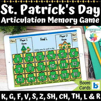 Preview of St. Patrick's Day Articulation Memory Game Boom Cards™ Speech Therapy