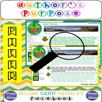 Preview of St. Patrick's Day Author's Purpose Activity Decode St. Patrick's Facebook!