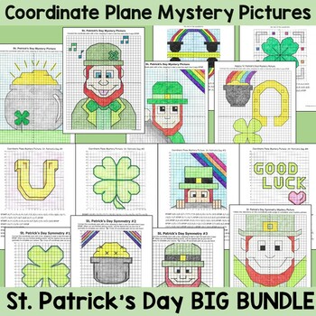 Preview of St. Patrick's Day BIG BUNDLE Coordinate Plane Mystery Graphing Pictures