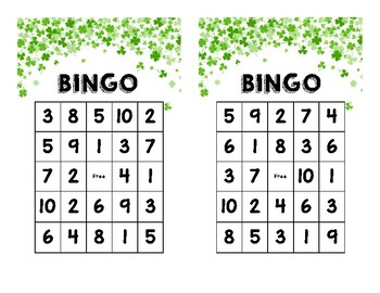 Preview of St Patrick's Day BINGO- Counting, Subitizing, and Number Identification 1-10