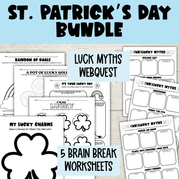 Preview of St. Patrick's Day BUNDLE Brian Break SEL Worksheets | March | Luck MYTHS