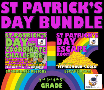 Preview of St Patrick's Day BUNDLE: Escape Room, 10 Challenges, Coordinates: 4 quadrants