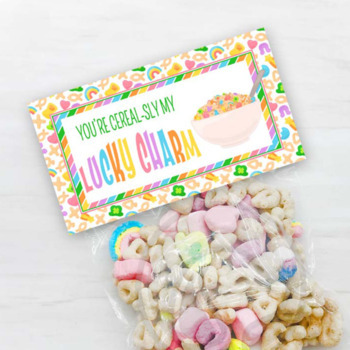 Preview of St. Patrick's Day Bag Toppers, Cereal-sly My Luck Charm Printable Party Ideas